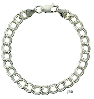 Double link sterling silver charm bracelet- heavier.