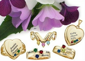 Name rings with birthstones.