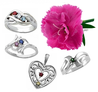 Sterling silver mothers rings.