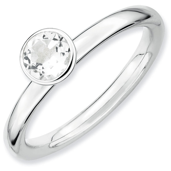 Birthstone Ring QSK458 Sterling Silver Stackable Ring High Set 4mm Garnet stone